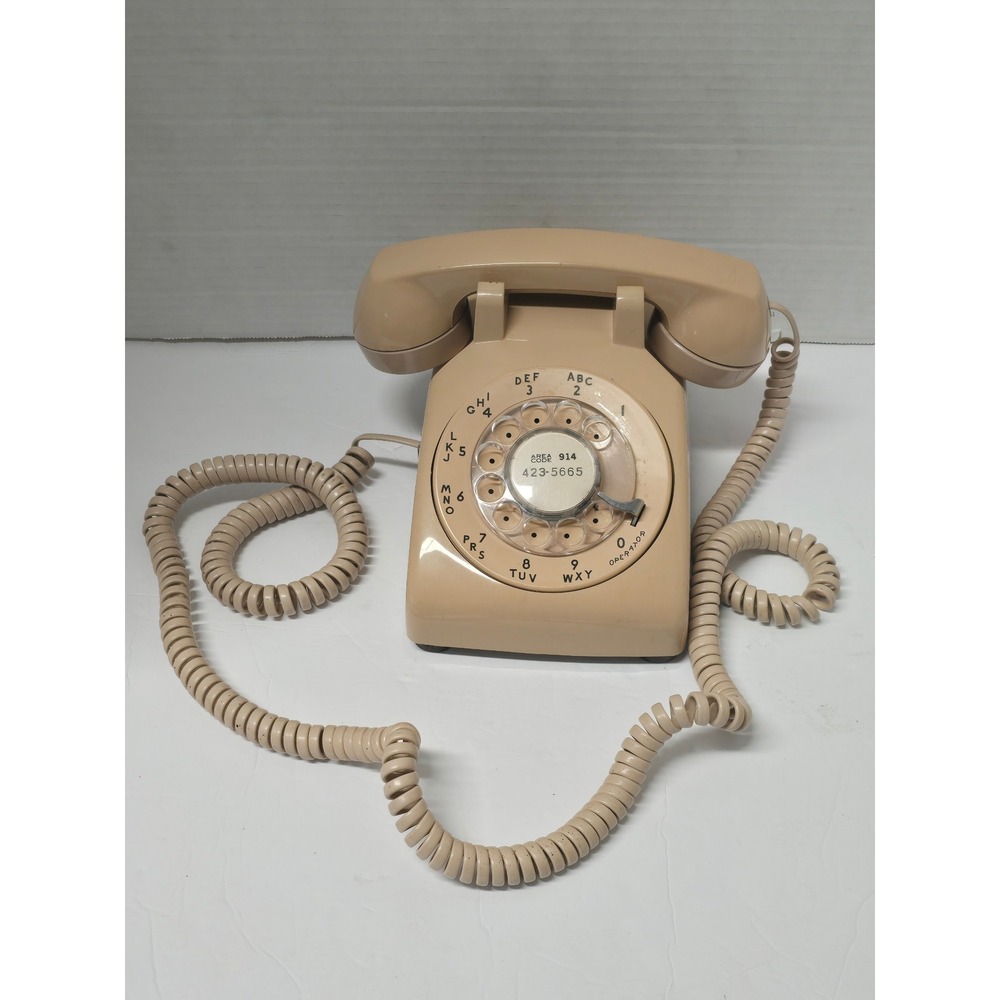 Vintage 1950's Peach Western Electric Rotary Dial Telephone 500 Series Prop